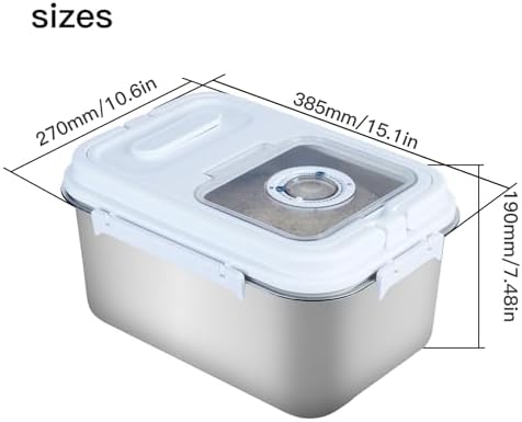 10L Stainless Steel Flour Storage Containers with Lid Rice Grain Kitchen Bucket Airtight Canister for Cereals Flour Sugar Tea Milk Wine Ice, Dry/Wet Food,Grey