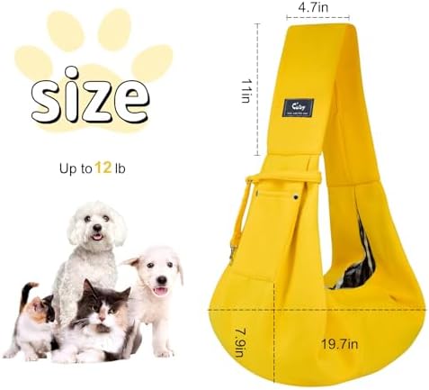 CUBY Dog and Cat Sling Carrier - Hands Free Reversible Pet Papoose Bag - Soft Pouch and Tote Design - Suitable for Puppy, Small Dogs Cats Outdoor