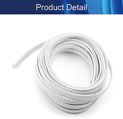 Jutagoss PET Expandable Braided Cable Sleeve, 32.8ft - 3/8 inch Silver White Cable Management Sleeve, Wire Loom Tube Cord Protector for USB Cable, Power Cord, Audio Video and More, 1Pc