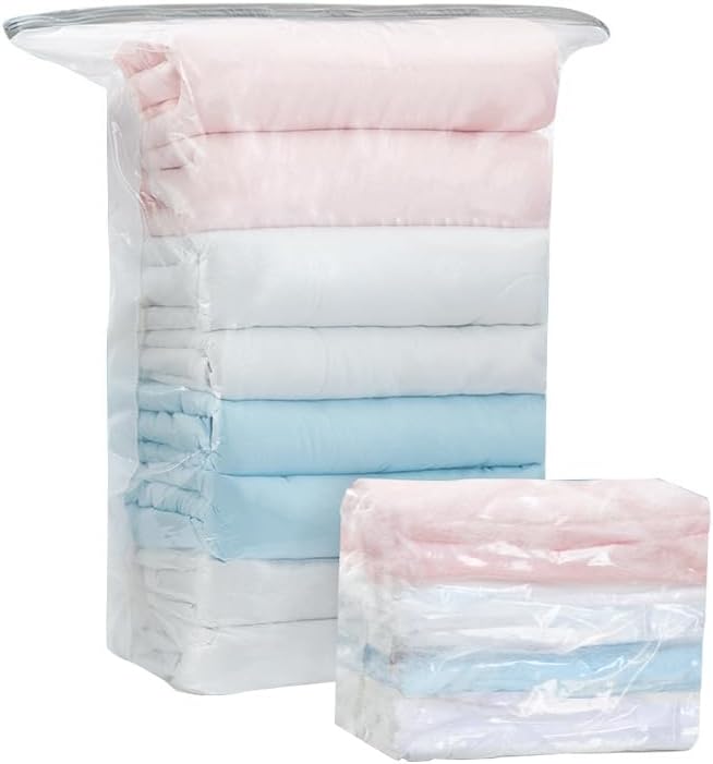 2PCS No‑Pump Vacuum Storage Bags,Storage Compression Bags, Large Cube Vacuum Seal Bags, Heavy-Duty Press & Seal for Clothes, No Pump Needed (Large)