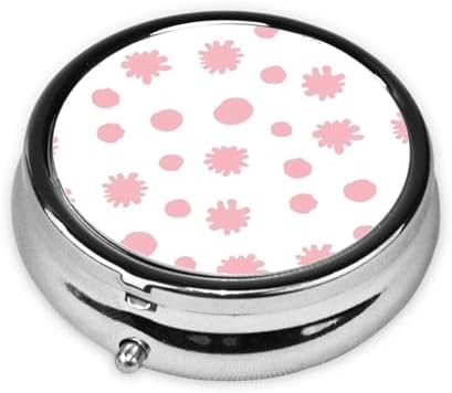 Mini Pill Case, Round Compact Organizer, Portable Holder for Supplements, Travel Pill Box Purse Carry for Students, Cute Pink Cow Print