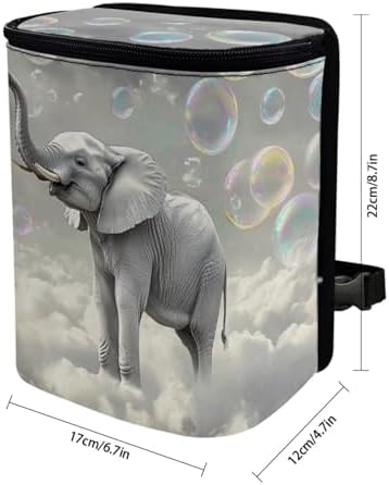 DISNIMO Cool Elephant Car Trash Can with Lid Leak Proof Trash Bin Garbage Bag Collapsible Automatic Portable Trash Can Easy to Clean Used in Car Home Office
