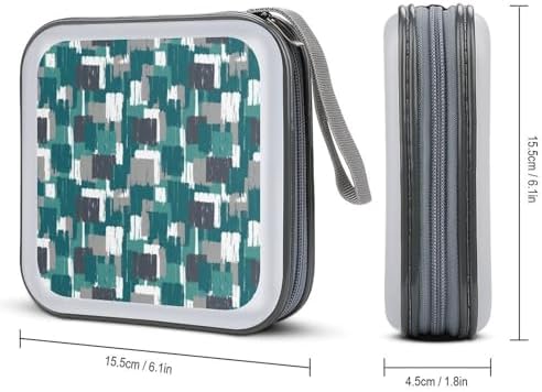 Portable Hard Shell DVD Storage Teal Grey Turquoise, 40-Disc Binder with Carry Strap, Protective Case for Movies Music Travel