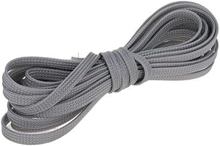 Bettomshin 1Pc 16.4Ft(5m) Cable Management Sleeve, 1/4"(6mm) Width PET Grey Cord Protector, Wire Loom Tube Insulated Split Sleeving for USB Cable Power Cord Organizer Video Cable Hider