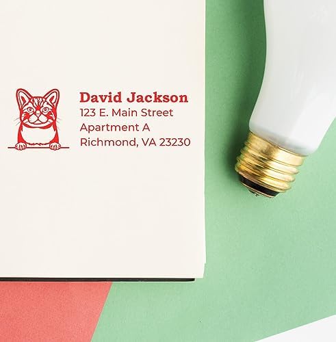 American Wirehair Address Stamp, Cat Return Label Stamp, Personalized Duo Hand Seal for Cat Owners and Craft Enthusiasts, Pet Mail Labels