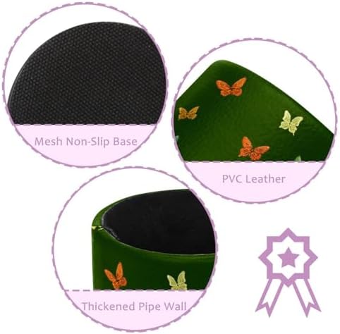 Faux Leather Pen Holder for Desk, Pencil Organizer Butterfly Pen Cup Desk Decor Makeup Brush Holder Storage for Office Home
