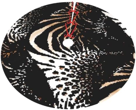 Christmas Tree Skirt, Soft Polyester Xmas Tree Skirts with Ribbon Ties, Rustic Farmhouse Holiday Party Decorations Ink Brush Strokes Pattern in Doodle Grunge Texture Style 36"