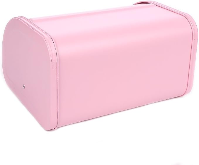 KL X458 Pink Bread Box Roll Top, Metal Bread Box for Kitchen Countertop, Large Capacity, Keeps Bakery Items Fresh Longer, Bread Bin for Kitchen Countertop, Breadbox to Store Cookies, Bagels, Muffins