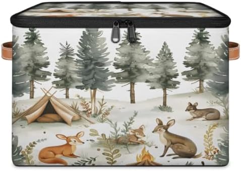 Squirrel Wildlife Storage Box with Zipper Lid | Collapsible, Fabric, Storage Bin, Handle, Large, Closet Organizer, Containers, Bedroom, Home, Forest Animals