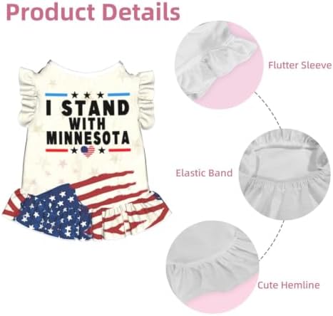 I Stand with Minnesota Cute Dog Dress Pet Dress Puppy Skirt Summer Pet Clothes for Puppy Small Cats Large