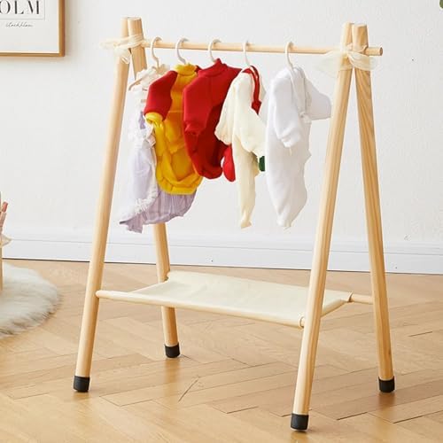 SYUFRE Dog Garment Rack Pet Armoire Wardrobe Wooden Dress Up Clothes Storage Small Dog Closet Pet Clothes Organizer Accessories for Doll Cat and Puppy (Color : Triangle/Round Wood), 10200230