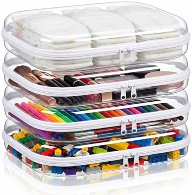 Clear Hard Shell Zipper Case, 4 Pack Diaper Bag Organizer Pouches, Toiletry Bag for Travel, Waterproof Makeup Bags for Cosmetic, Toy Storage Organizer Pencil Bag