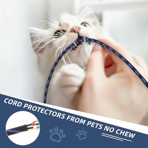 Braided Cable Sleeving, PET Expandable Braided Cable Sleeve, Flexible Mesh Sleeving Cord Management for Audio Video and Other Home Device, Cord Protector from Pets (Blue Gold, 1/8" x 25ft)