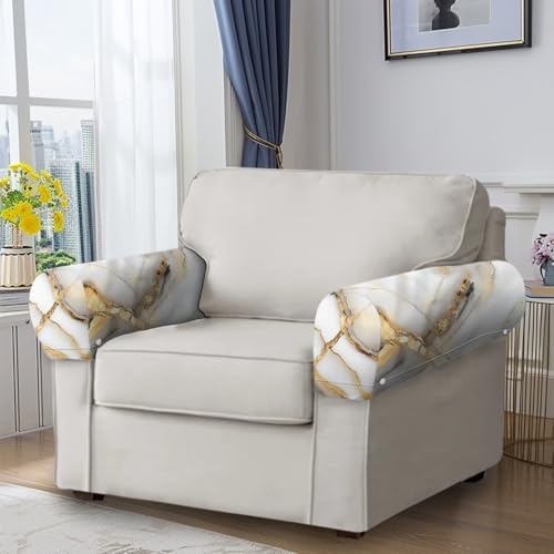 Grey Marble Sofa Arm Covers for Couch Soft Stretch Armrest Covers Furniture Protector Armchair Slipcovers for Recliner Home Decoration