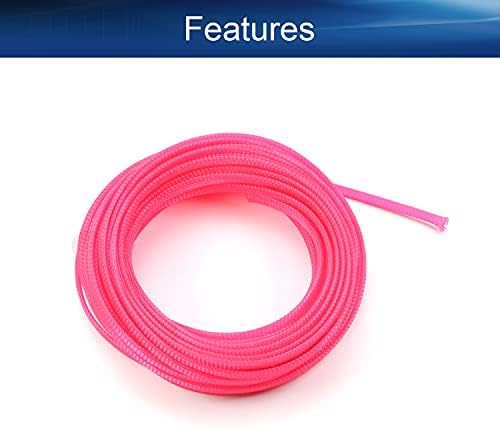 Bettomshin 1Pc 32.8Ft(10m) Cable Management Sleeve, 1/4"(6mm) Width PET Pink Cord Protector, Wire Loom Tube Insulated Split Sleeving for USB Cable Power Cord Organizer Video Cable Hider