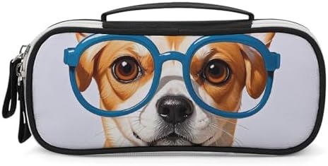 Pet Dog Soft Bow Tie, Oversized Glasses Leather Makeup Bag Portable Small Cosmetic Organizer Waterproof Toiletry Bags Brushes Pencils And Travel Make Up Accessories