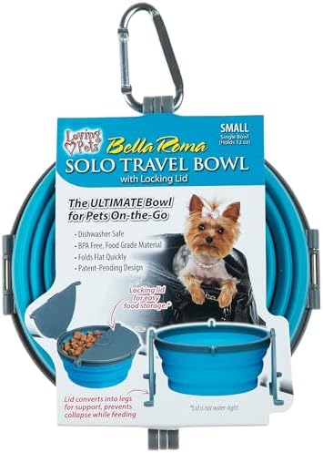 Loving Pets Bella Roma Collapsible Dog Bowls - Silicone Dog Bowls, Foldable Bowl, Puppy Essentials & Hiking Pet Supplies Great for Home & Travel (Blue, Small)