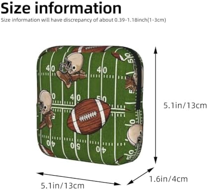 Reusable Compact Pad Bag for Women American Football Field And Ball, Polyester Feminine Care Pouch, Fits Purse for Travel Outdoor Activities