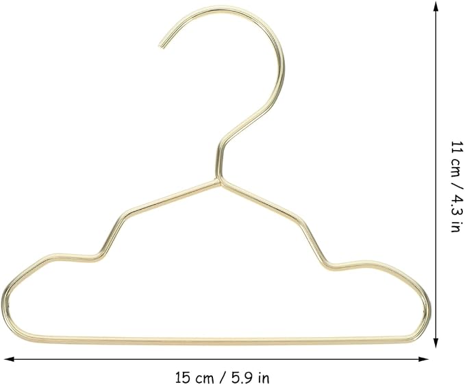 BESPORTBLE 10Pcs Gold Metal Clothes Hangers for Small Dog Cat: 15cm Mini Pet Apparel Organizer - Decorative Doll Laundry Rack