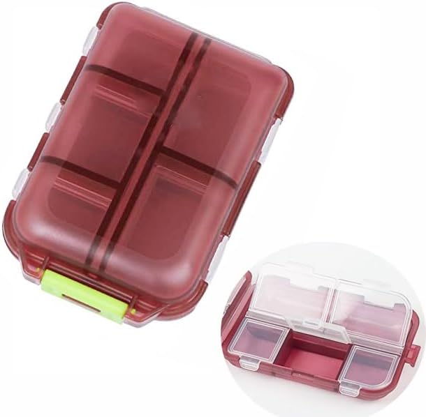 10 Compartment Pill Organizer Case, Travel Daily Medicine Pill Box | Small Size Weekly Viatamin Dispenser Reminder, Container for Medication, Supplement, Cod Liver Oil, Capsules, Calcium Tablet