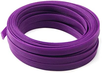 Bettomshin 1Pc 32.8Ft(10m) Cable Management Sleeve, 1/2"(12mm) Width PET Purple Cord Protector, Wire Loom Tube Insulated Split Sleeving for USB Cable Power Cord Organizer Video Cable Hider