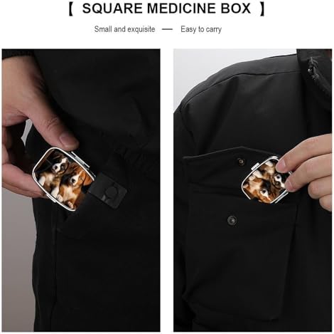 Puppies Dogs Pets Animals Pill Box Cute Square Pill Case Portable Medicine Tablet Vitamin Holder Organizer for Purse Pocket