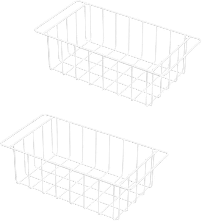 17.5 Inch Chest Freezer Organizer Storage Baskets Bins Metal Wire, Settle freezer chaos and reduce food waste effectively, Durable, Fully Use Space, Improve Air Circulate, 2 Pack