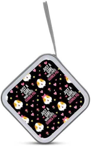CD Case Holder with 40 Capacity, Guinea Pigs Disc Organizer Binder | Portable DVD Case, Just Girl Who Loves Guinea Pigs, Sturdy Zipper, Carry Handle, Hard Plastic Car Accessories