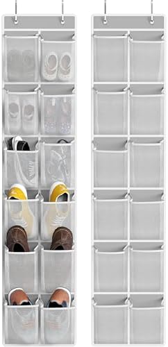 Simple Houseware 12 Pockets Large Over Door Shoe Organizer, 2 Pack, Gray