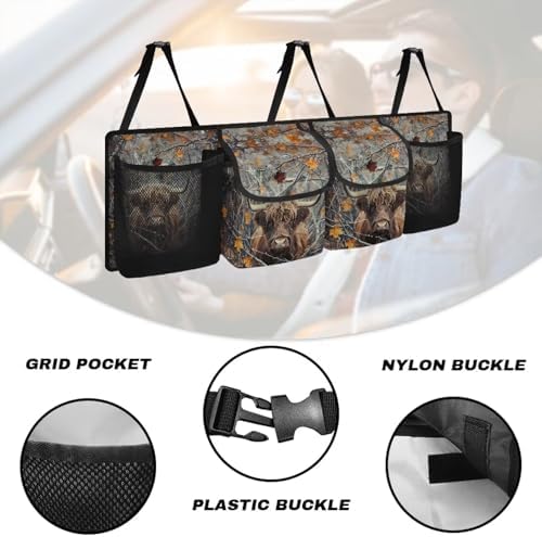 Highland Cow Car Trunk Organizer Hanging Car Back Seat Storage Bag Auto Cargo Bag Automotive interior Accessories for Most Sedans SUV Jeep Trucks MPV Van