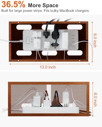 Solid Wood Cable Management Box, Cute Smile Cord Hider Box for Desk