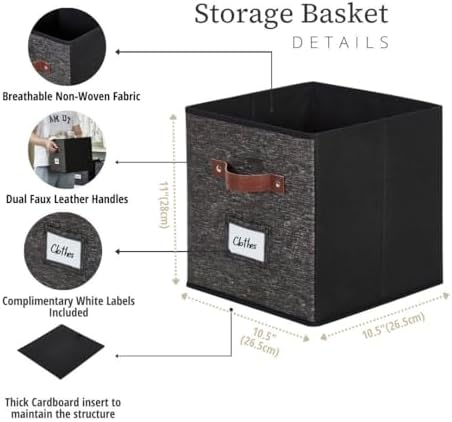 DECOMOMO Storage Bins, Cube Storage Bin with Labels