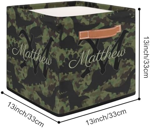 Personalized Storage Baskets for Organizing, Foldable Storage Bins with Handles Custom Cute Basket for Boys, Girls, Pet, Clothes, Blanket, Bedroom Nursery Toy Storage Gift,13 x13 x13 In, Camouflage
