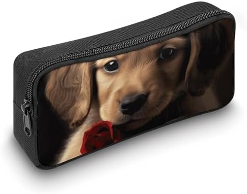 Cute Pet Dog Pencil Case Office Stationery Organizer Simple Sturdy Zipper Closure Portable Pencil Bag Office Travel Multi-Purpose Bag