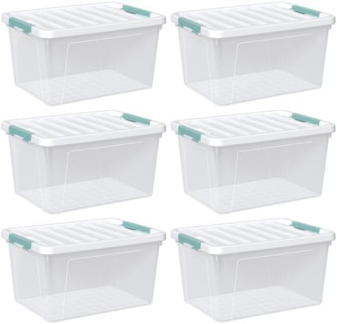 Zopnny 35 Qt Clear Stackable Storage Bins with Lids, 6-Pack