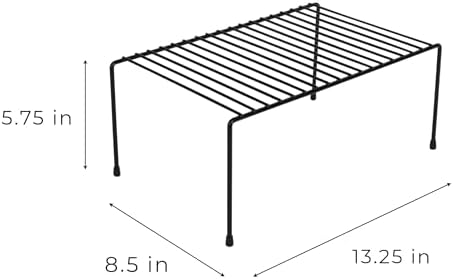 Smart Design Cabinet Storage Shelf Rack - Set of 6 - Medium - 8.5 x 13.25 Inch - Non-Slip Feet - Steel Metal Frame - Rust Resistant Coating - Cup, Dish, Counter & Pantry Organization - Kitchen - Black