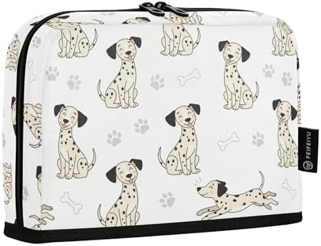 Emelivor Cute Dogs White Pets Pattern Large Capacity Pencil Case Stand Up Pencil Pouch for School Office Aesthetic Pen Organizer Bag with Pockets Portable Makeup Pouch for Adults Teens Kids