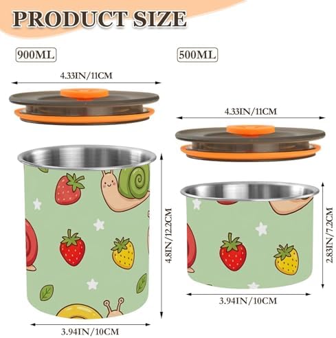 Colorful Snail Coffee Canister with Lid Airtight Food Storage Containers 17oz Stainless Steel Canisters Kitchen Food Organizer for Beans, Cereal, Pasta, Flour, Sugar, Snacks