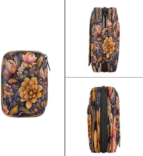 Pill Organizer Box Ethnic Style Retro Pattern 7-Day Weekly Medicine Pill Case Travel Pill Container Portable Pill Holder Storage Purse Bag Small Compact Size for Vitamin Supplement Birth Control