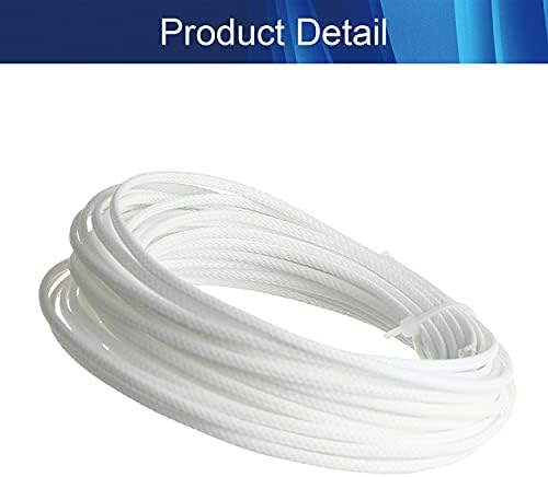 Jutagoss PET Expandable Braided Cable Sleeve, 32.8ft - 1/8 inch White Cable Management Sleeve, Wire Loom Tube Cord Protector for USB Cable, Power Cord, Audio Video and More, 1Pc