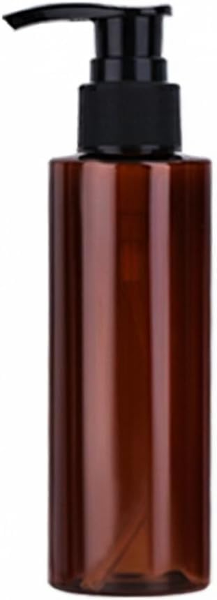 Amber PET Lotion Pump Bottle, Refillable Dispenser for Travel & Bathroom Storage, Black Finish
