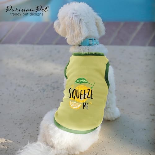 Parisian Pet Dog Shirt – 100% Cotton Shirts for Small Dogs - Sleeveless Puppy Vest – Lightweight and Breathable Pet Apparel – Pullover Summer Dog Clothes - Stretchy Funny T Shirts for Dogs