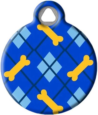 Lupine Dapper Dog Personalized Pet ID Tag | Matching Lupine Collar & Leash Pattern | Custom Printed Dog & Cat Name Tags | Durable Stainless Steel | Small