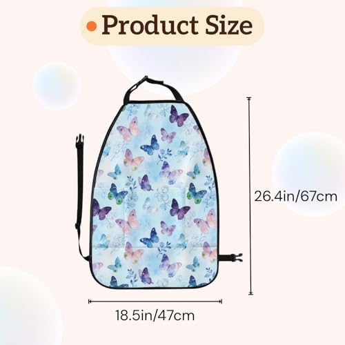 Car Seats Back Protector 2 PCS - Dreaming Butterfly | with 3 Storage Pockets, Shield Seats From Dirt, Mud Scratches, Fits Cars SUVs Trucks and Jeeps