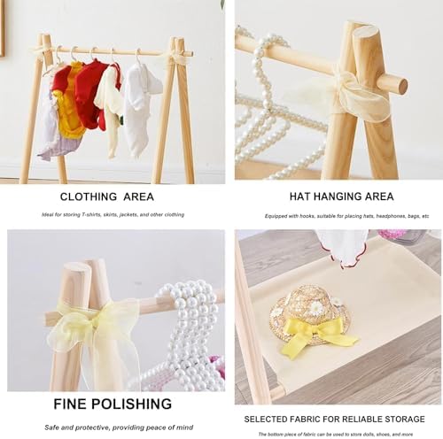SYUFRE Dog Garment Rack Pet Armoire Wardrobe Wooden Dress Up Clothes Storage Small Dog Closet Pet Clothes Organizer Accessories for Doll Cat and Puppy (Color : Square/Double Layer), 10200230