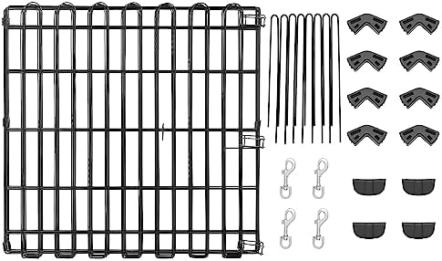 Amazon Basics Foldable Octagonal Metal Exercise Dog Playpen, Indoor/Outdoor Pet Fence, No Door, 8 Panels, Extra Small, 24 x 24 Inches, Black