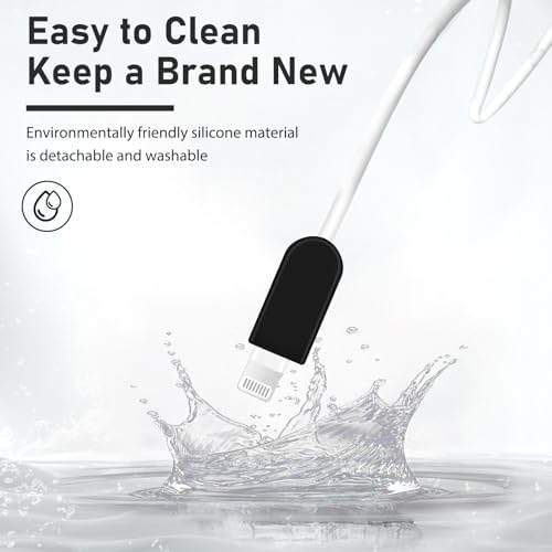 CameCosy Phone Cable Protector for iPhone 18W/20W USB-C Charger, Unique Design Clear Black Cover, Translucent Silicone Data Line Cable Cover Wire Saver for iPhone