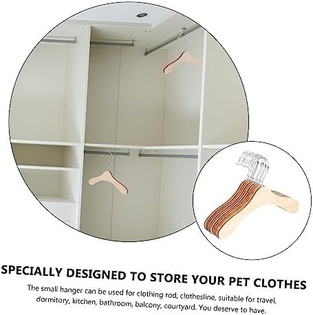 VICASKY 10Pcs Wooden Pet Hangers Wear Resistant Dog Clothes Hangers with Rotation for Cats and Dogs Lightweight Clothes Organizer for Home Use