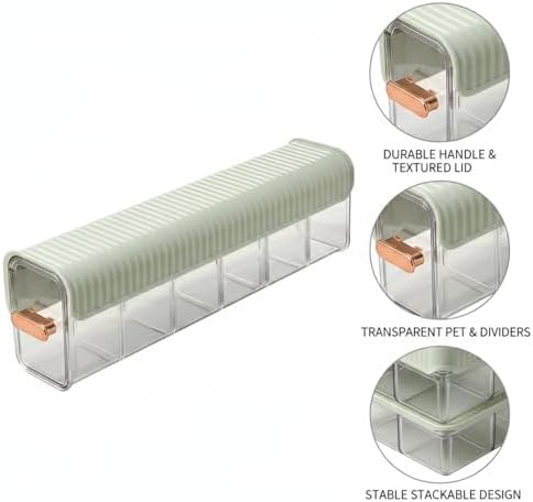 Clear PET Plastic Storage Box with Dividers, Stackable Organizer for Socks & Underwear, Drawer Bin (1 Pack)
