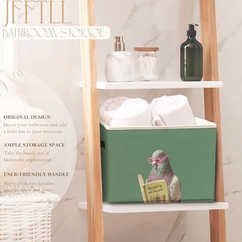 Funny Pigeon Bathroom Storage Bins Box, Funny Bathroom Decor, Birds Lover Gift Storage Basket Laundry Hamper with Handle for Bath Room Clothes Vanity Undersink Home Organization